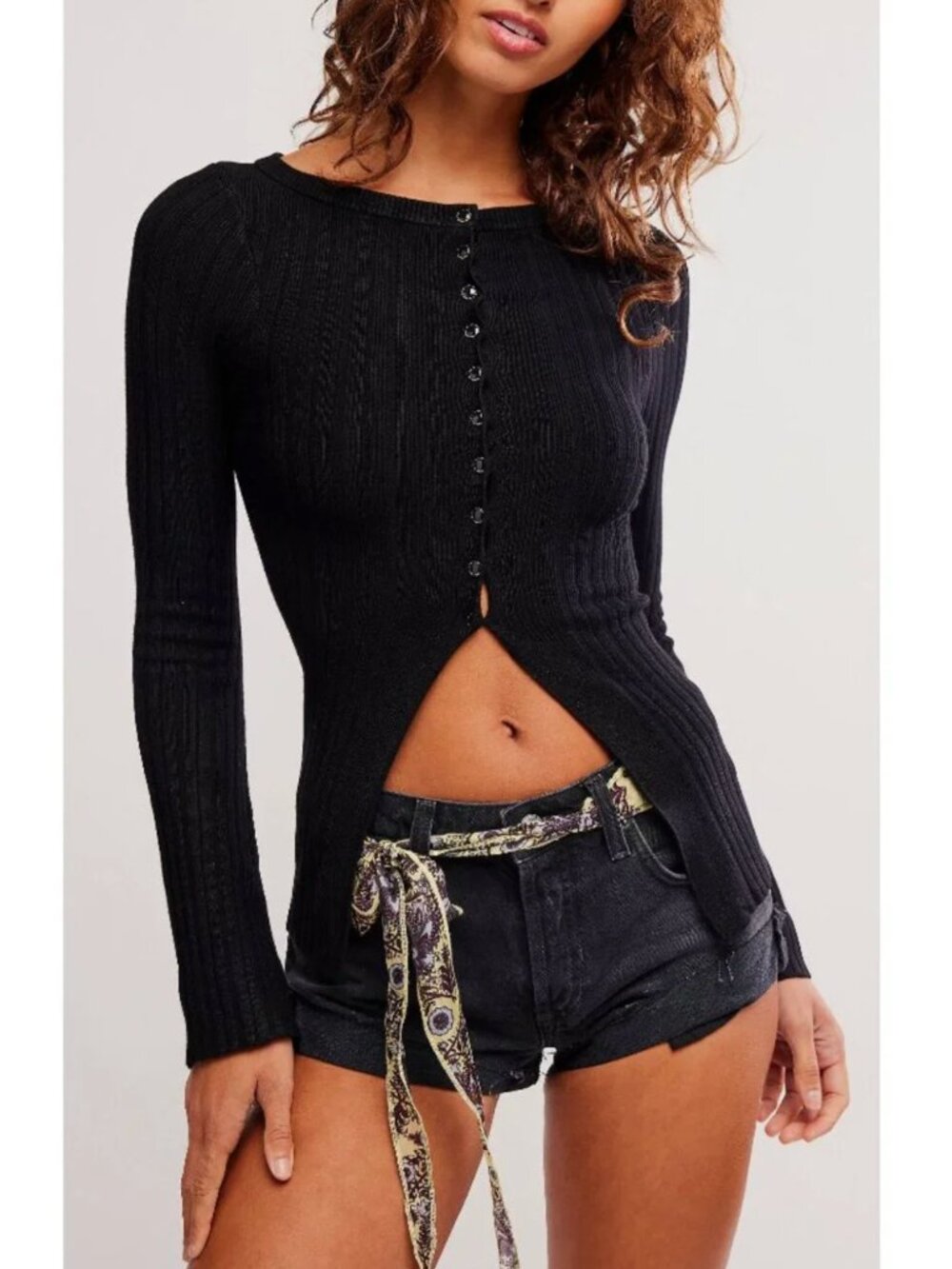 FREE PEOPLE NWT East Side Cardigan / Black